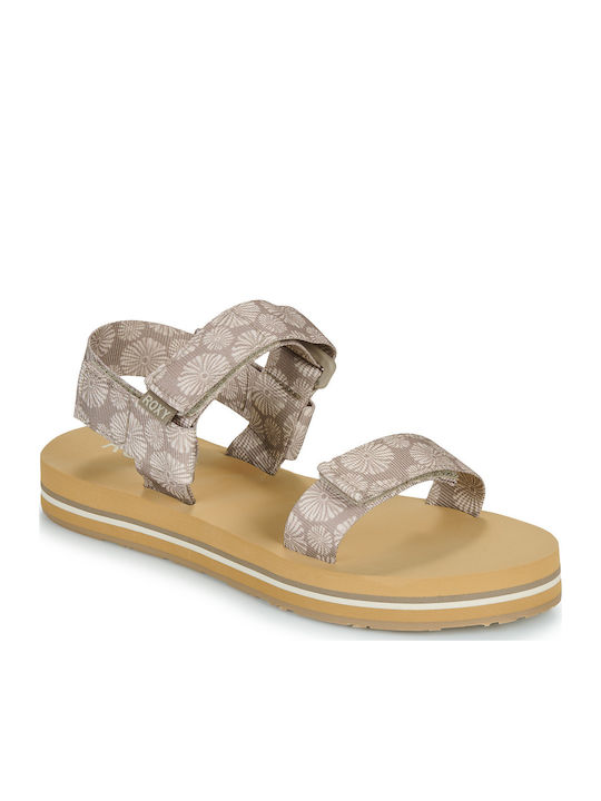 Roxy Cage Women's Flat Sandals in Beige Color