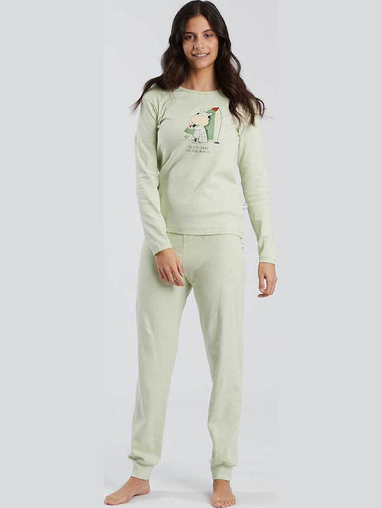 Crazy Farm Winter Women's Pyjama Set Green