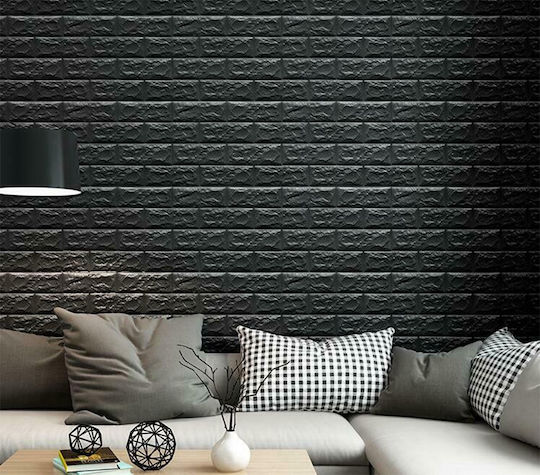 3D Wall Panels Foam Self-Adhesive Black 77x68cm