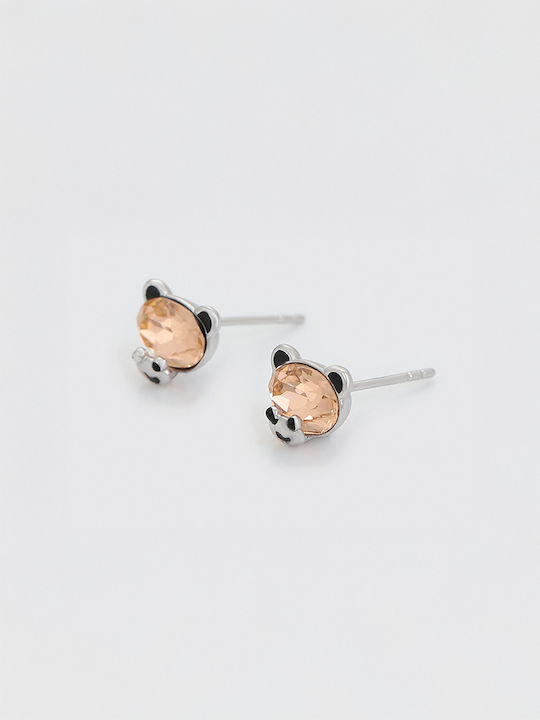 Chrysothemiss Kids Earrings Panda Smile Eco-Friendly Copper Platinum Plating