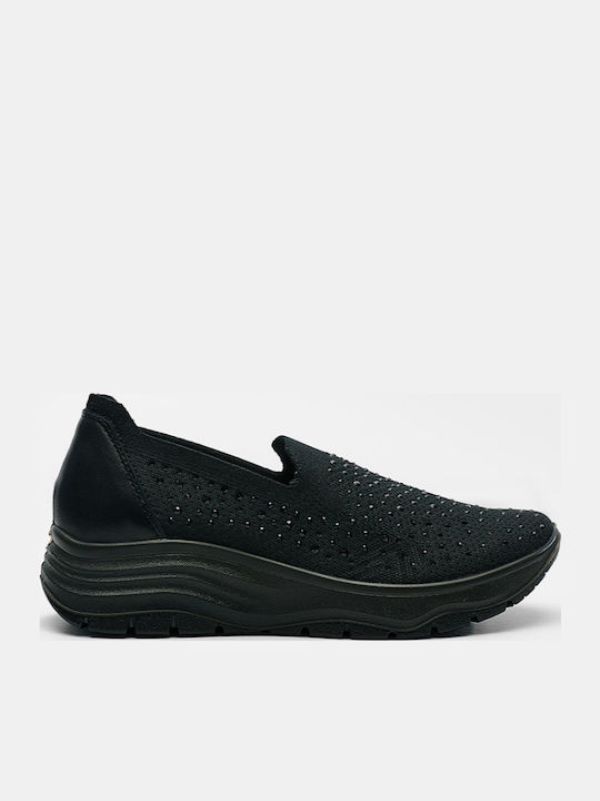 Leder Damen Mokassins in Schwarz Farbe