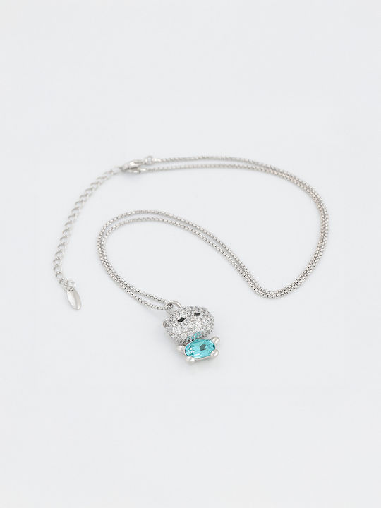 Chrysothemiss Crystal Bear, με Μπλε Κρύσταλλο Από Οικολογικό Χαλκό με Επίστρωση Πλατίνας Κολιέ Chrysothemiss Crystal Bear, με Μπλε Κρύσταλλο Από Οικολογικό Χαλκό με Επίστρωση Πλατίνας Κολιέ