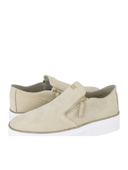 GK Uomo Кожа Мъжки Slip-On Бежов