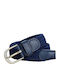 Ελαστική Μοντέρνα Μονόχρωμη Παιδική Ζώνη 80cm*2,5cm Δέρμα Στις Άκρες Μπλε