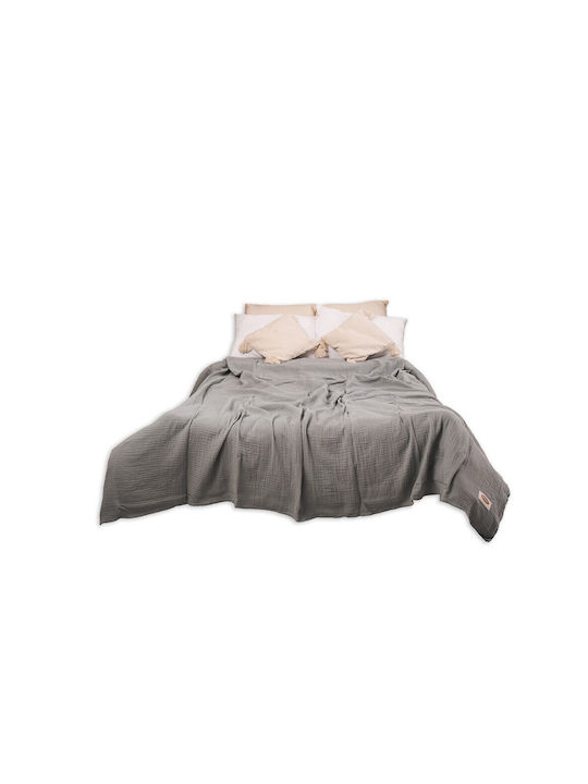 Matex Muslin Tagesdecke Übergröße Baumwolle Dark Gray 240x210cm