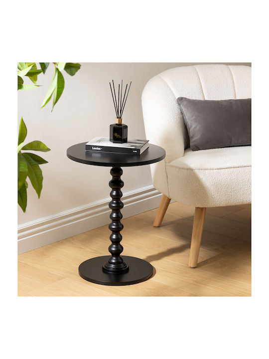 Round Side Table A-s Alix from Solid Wood Black W38xL38xH50cm