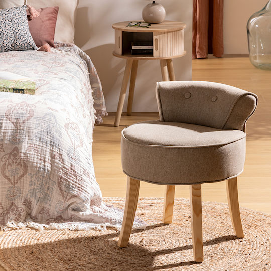 Stool For Living Room with Backrest Wooden A-s Firmin Beige 46x49x58cm