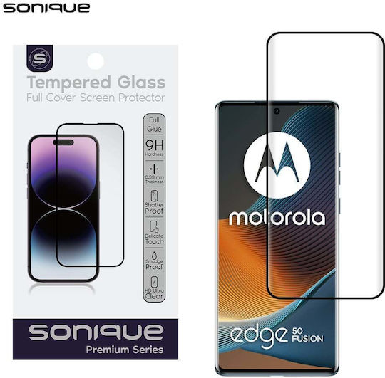 Curvy Glass Sonique Premium Series HD Full Cover 9H Motorola Edge 50 Fusion 5G Black