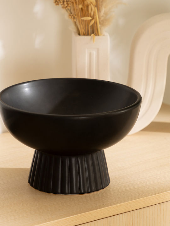Chaya Διακοσμητικό Μπωλ Κεραμικό Μαύρο 22x22x14cm