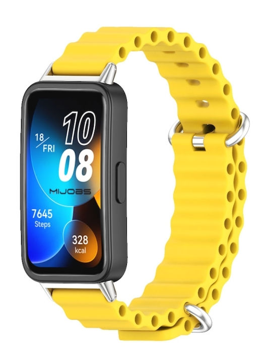 Curea Ceas Huawei Band 8 9 Mijobs Marine Silicon Respirabil Galben+Argintiu