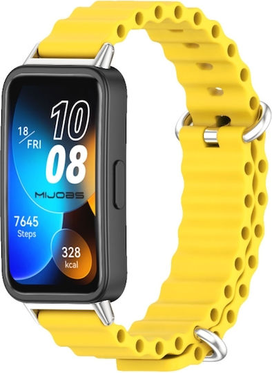 Huawei Band 8 9 Mijobs Marine Silicone Breathable Watch Band Κίτρινο+ασημί