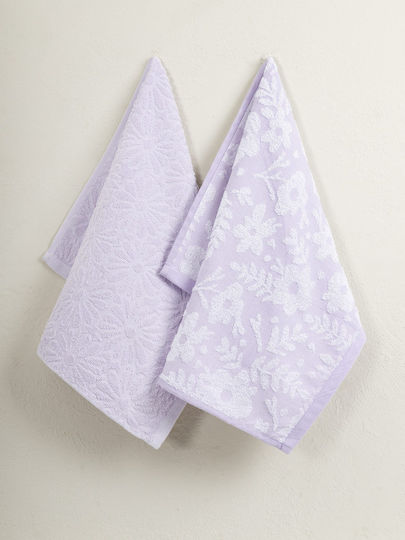 Nima Tägliche Küchentücher aus 100% Baumwolle in Lila Farbe 60x40cm 2 Stück
