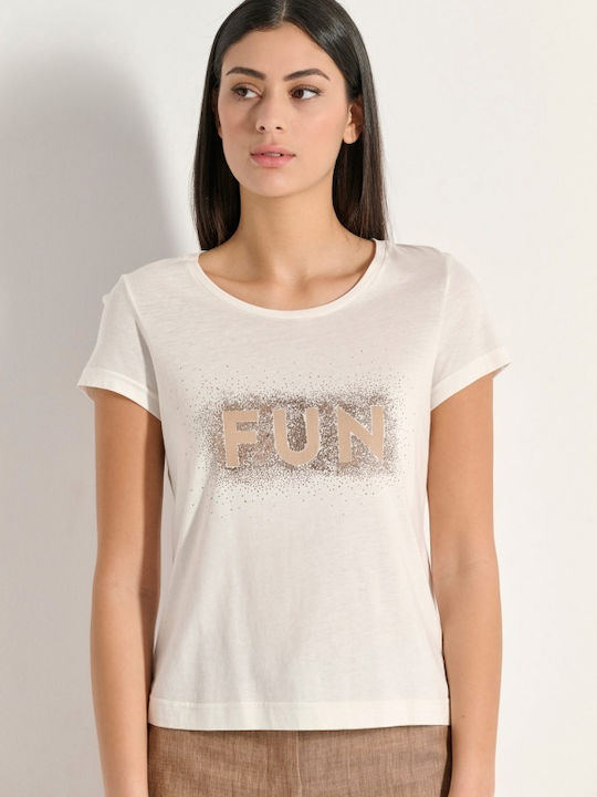Women's Crop Top Cotton Short Sleeve Ecru