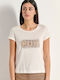 Women's Crop Top Cotton Short Sleeve Ecru