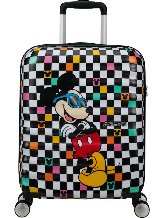 American Tourister WaveBreaker Valiză De Călătorie Pentru Copii Cabina Tough Mickey Check Cu 4 Roți Înălțime 55 Cm