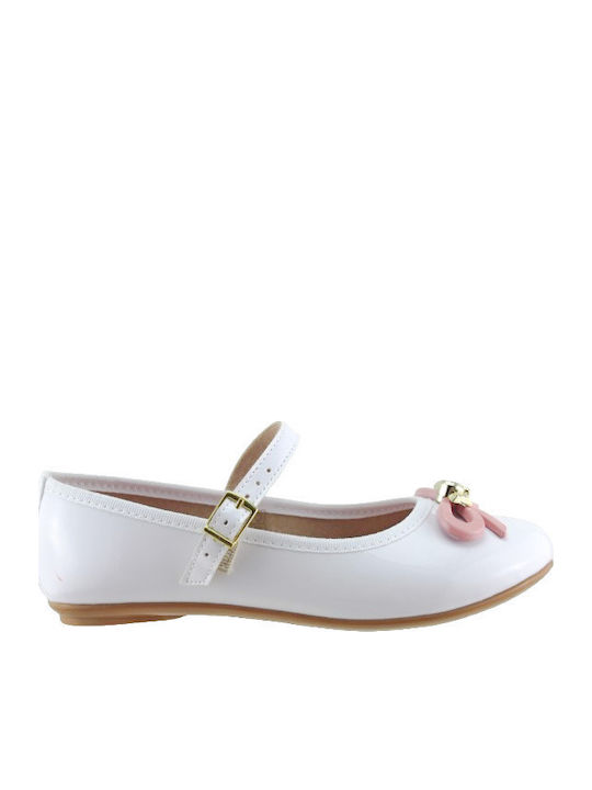 Kids Ballerinas with Hoop & Loop Closure White