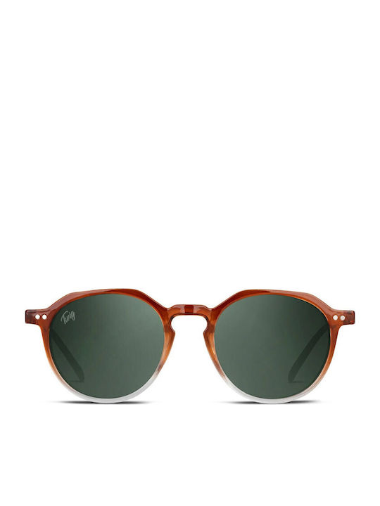 Twig Mailer Unisex Sunglasses with Green Horn-Rimmed Frame and Green Lens MAI02