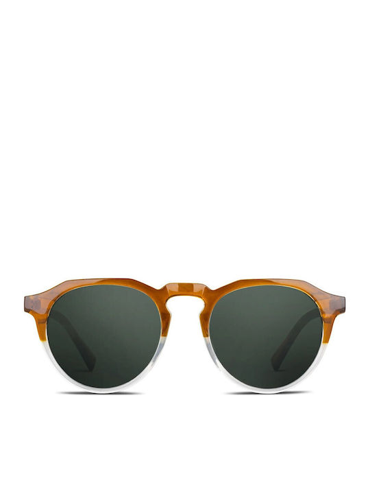 Twig Woolf Unisex Sunglasses with Green Horn-Rimmed Frame and Green Lens WOF02