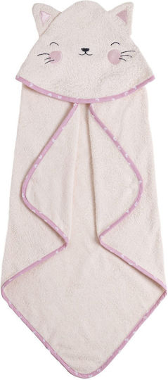 Nima Baby Hooded Towel with Hood Baby Love Pink 75x75cm