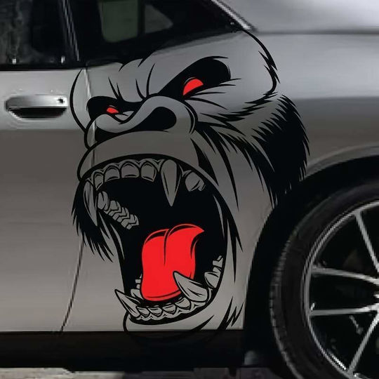 Set 2 Adhesive Tuning Stickers In Two Colors Model Gorilla Size 70 X 47 Cm Color Black + Red
