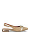 Synthetic Leather Pointy Slingback Ballerinas With strap Beige