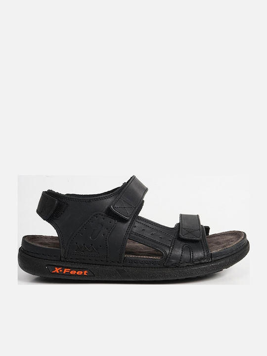 Leder Herrensandalen in Schwarz Farbe