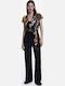 Paisley Women's Sleeveless One-piece Suit Black