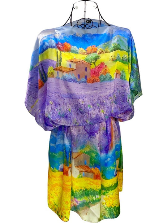 Women's Poncho-style Dress Lv24 Purple Yellow One Size Intl