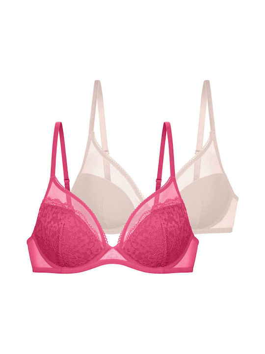 Pink/beige Сутиен за Дълбоко Деколте & с Банели 2Pack