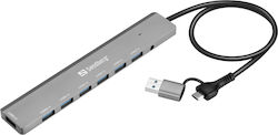 Sandberg USB-Hub 7 Anschlüsse (USB-A) 136-66 Sandberg USB-Hub 7 Anschlüsse (USB-A) 136-66