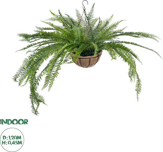 Globostar Artificial Garden Fern Hanging Plant 20624 Τεχνητό Κρεμαστό Διακοσμητικό Φυτό Φτέρης Y45cm
