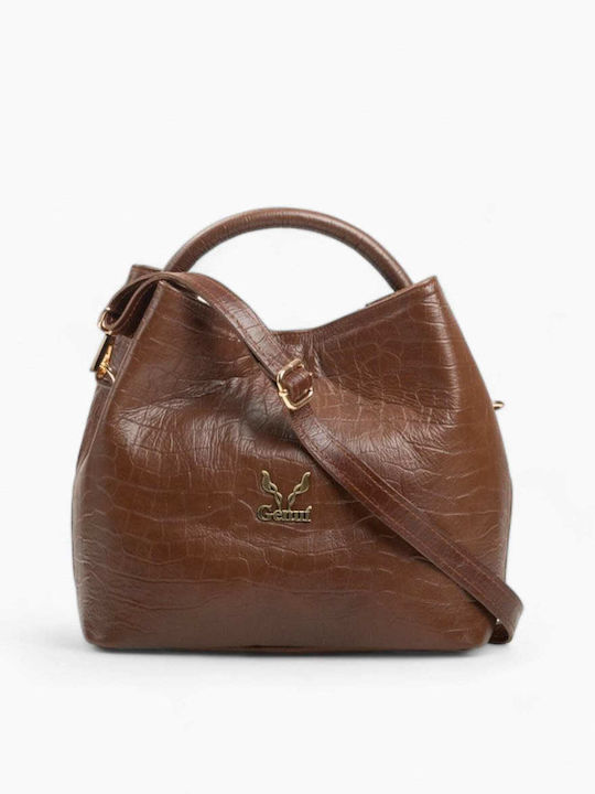 Genui Leather Leather Women's Bag Handbag Brown