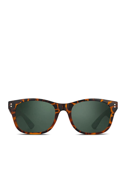Smooder Unisex Sonnenbrille mit Braun Schildkröte Kunststoff Gestell und Grün Linse