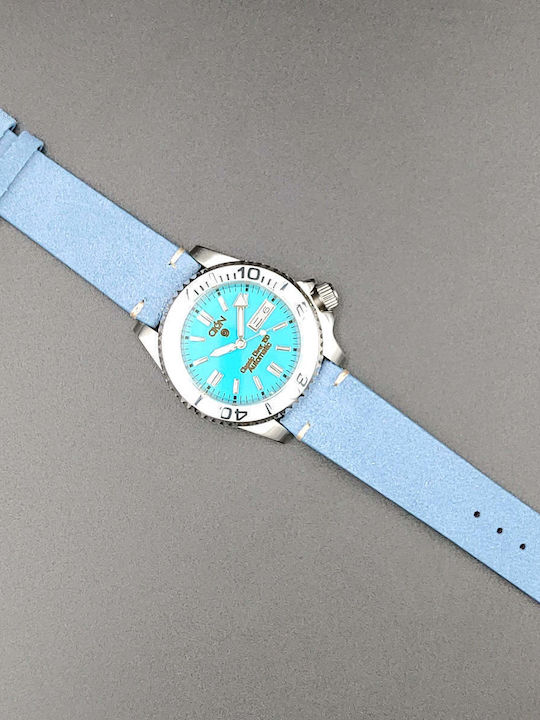 Aion Men's Watch 12.3mm Battery with Turquoise Leather Strap