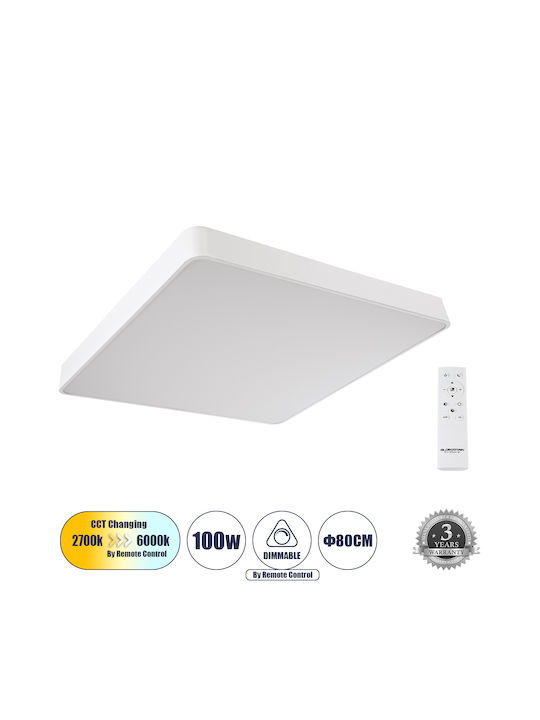 GloboStar Kamala Platz Draußen LED Panel 100W mit Warmes Weiß Licht