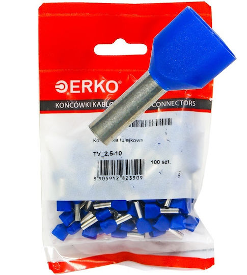 Isolierhülse Ende 2x2,5-10 100 Stück Blau Erko