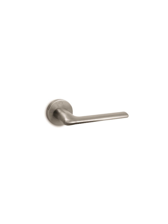 Convex Πόμολο Εξώπορτας με Ροζέτα 1485 Ζεύγος με Επιστόμιο Ματ Νίκελ