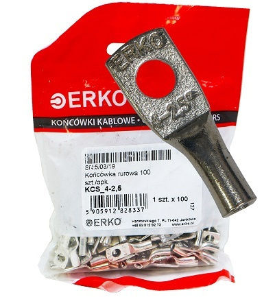 Ring Terminal Kcs Cu 2.5mm M4 100pcs Erko