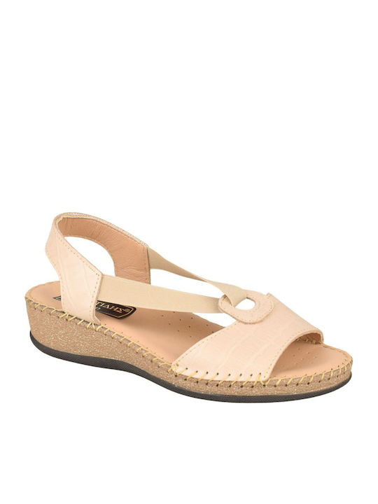 Yfantidis Sandale Casual Damă de Piele Bej