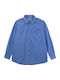 Long-sleeved Cotton Shirt Blue