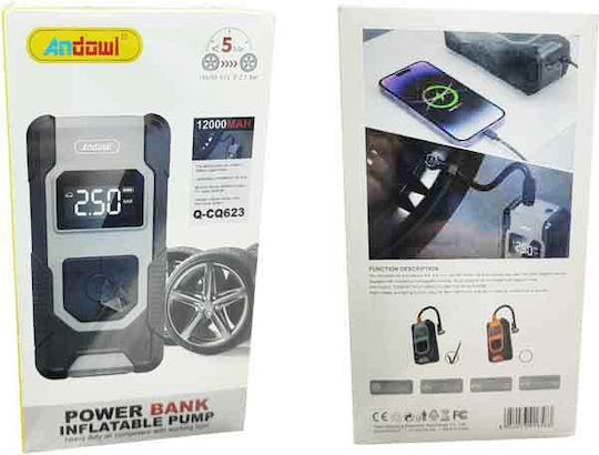 Andowl Τρόμπα Αυτοκινήτου Power Bank Inflatable Pump 150PSI Επαναφορτιζόμενη με Μπαταρία 12V