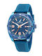 Nautica Tin Can Bay Men's Watch Battery with Turquoise Rubber Strap