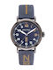 Nautica Ανδρικό Ρολόι 40mm Μπαταρίας με Γκρι Δερμάτινο Λουράκι