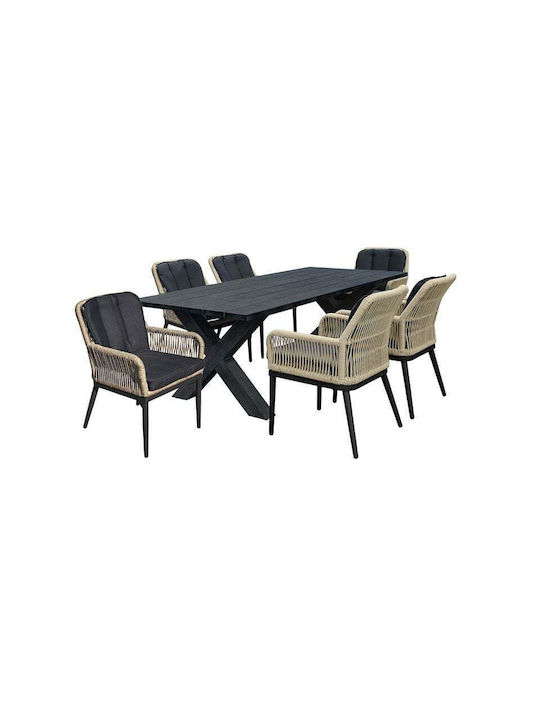 Set Sala De Mese Pentru Exterior Alley 6 Piese Antracit E68421 S