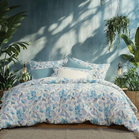 Nef-Nef Homeware Bettwäsche-Set King Size mit Gummiband 180x200+32cm. Dream On Blue 4Stück