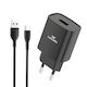 Leewello Încărcător cu Port USB-A și Cablu USB-C 20W Quick Charge 3.0 Negruς (LW-327)