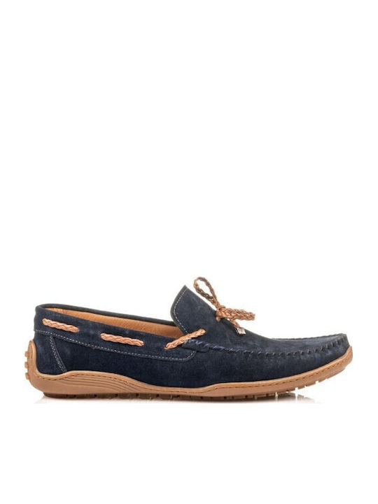 Boxer Δερμάτινα Ανδρικά Loafers σε Μπλε Χρώμα
