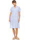 Damen Bademode Pink Label Ice Blue Geo Viskose Kurzarm