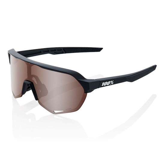 100% Cycling Glasses S2 with Black Frame & Mirror Lenses