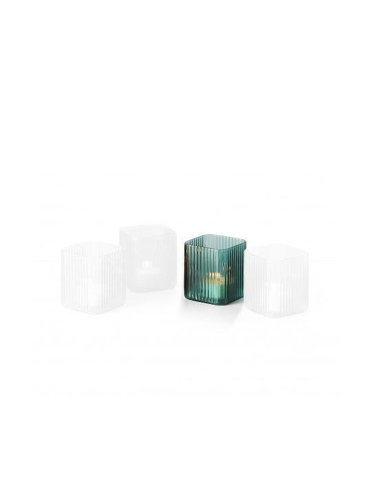 Philippi Candle Holder suitable for Tealights Glass in Green Color 7.6x7.6cm 1pcs